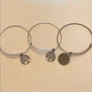 Silver Gold Tree Charm Bracelets Set